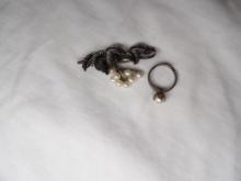 LOT OF (2) STERLING AND PEARL PIECES INCLUDING SARAH COVENTRY ADJUSTABLE PEARL RING AND DETAILED
