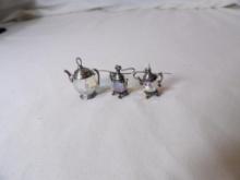STERLING TEAPOT PENDANT AND EARRINGS WITH SWAROVSKI CRYSTALS