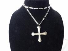 TOWLE STERLING CROSS ORNAMENT ON STERLING CHAIN. CROSS APPROX 2 X 2". NECKLACE APPROX 26" L. APPROX