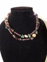 ARTISAN STONE AND CRYSTAL NECKLACE. APPROX 36" L
