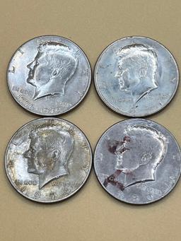 Half Dollar, 1971, 1974, 1980 P, 1776-1976, AU (4 Total)