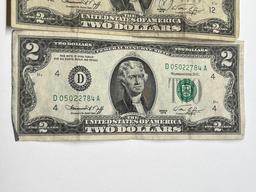 Two Dollar Bills, 1976 Series, (5 Total)