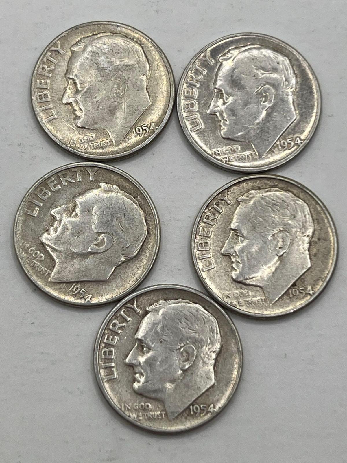 Dimes, 1954, (5 Total)