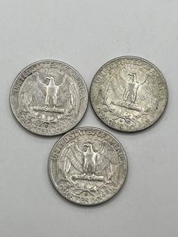 Quarters, 1964 D, (3 Total)