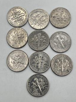 Dimes, Mixed Dates, Many AU, (10 Total)