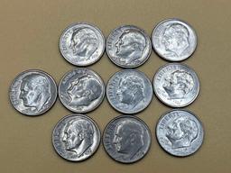 Dimes, Mixed Dates, Many AU, (10 Total)