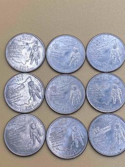 Quarters, Ohio 2002 P, UNC, AU, (9 Total)
