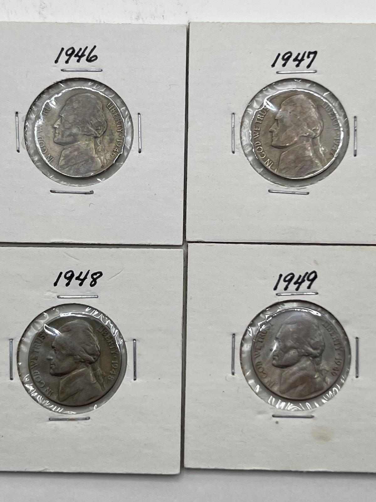 Nickel, 1946, 1947, 1948, 1949. (4 Total)