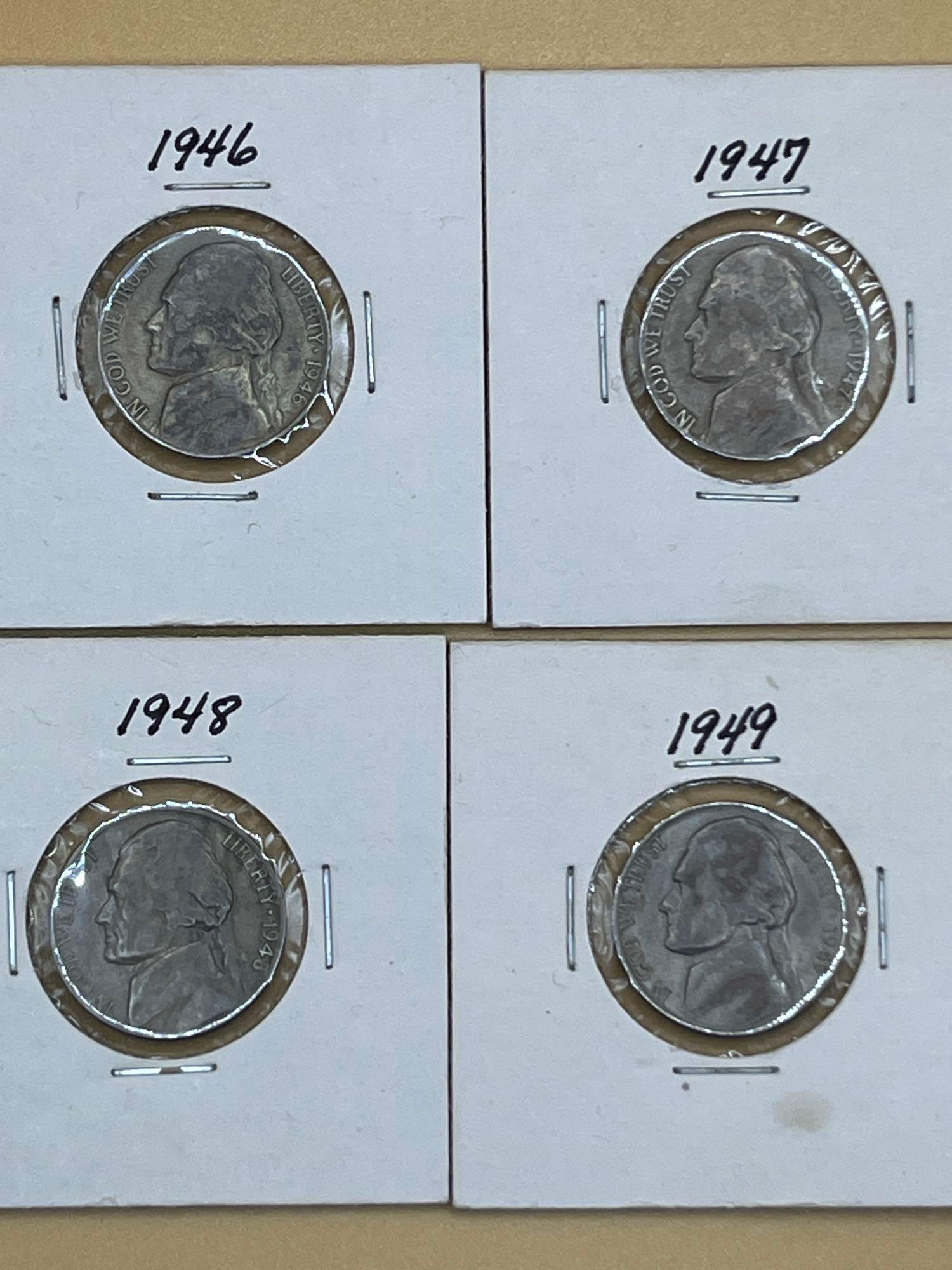 Nickel, 1946, 1947, 1948, 1949. (4 Total)