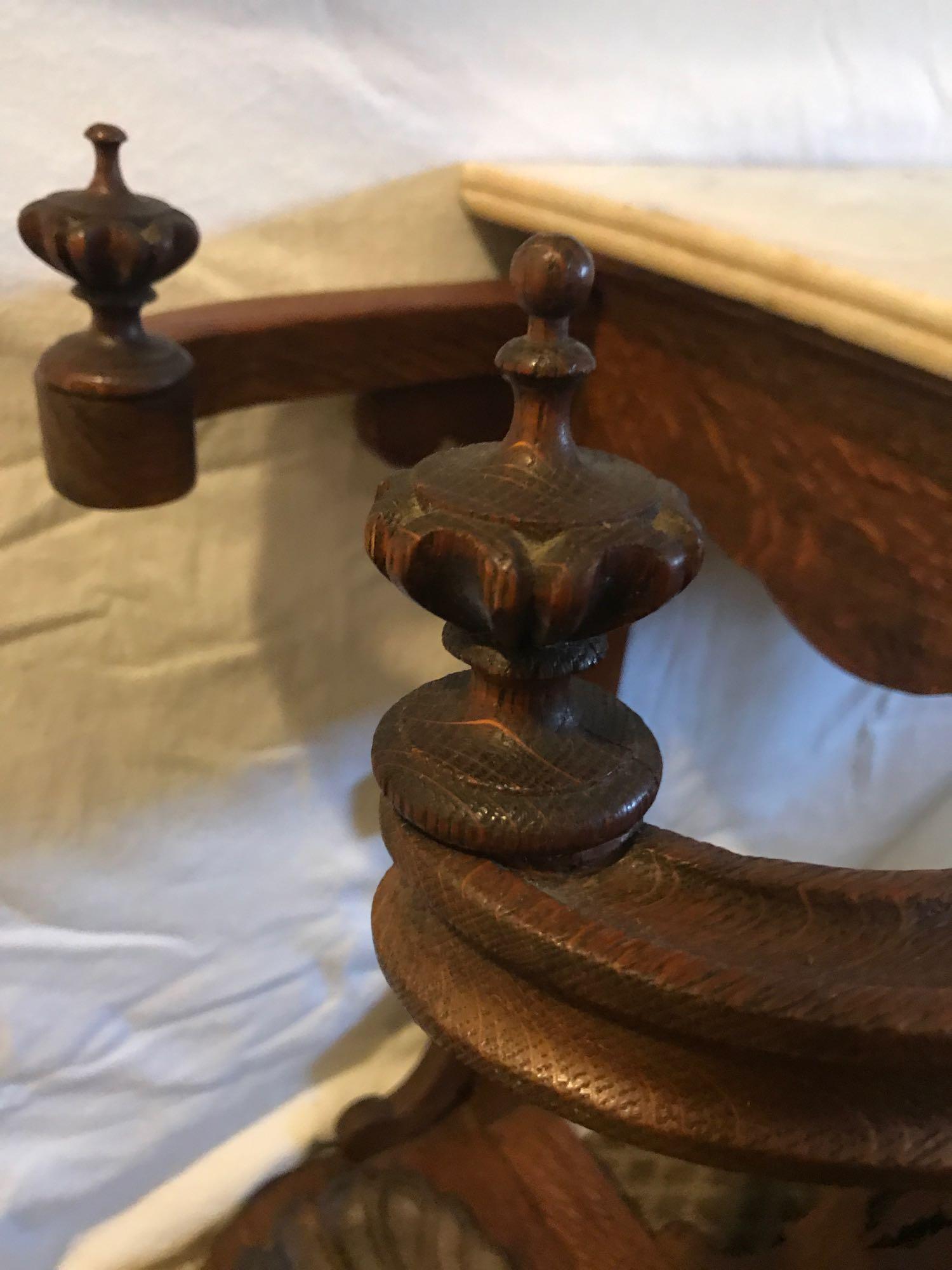 Antique Oak Marble top Foyer Table