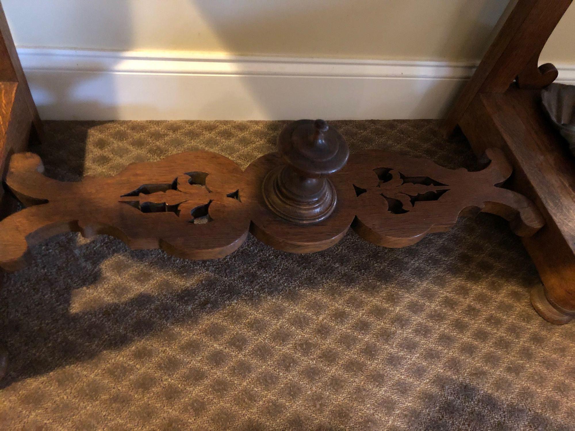 Antique Oak Marble top Foyer Table