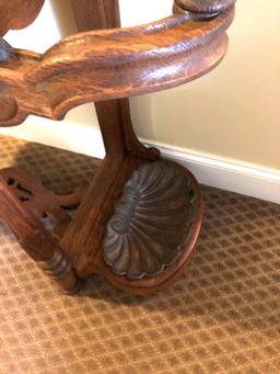 Antique Oak Marble top Foyer Table