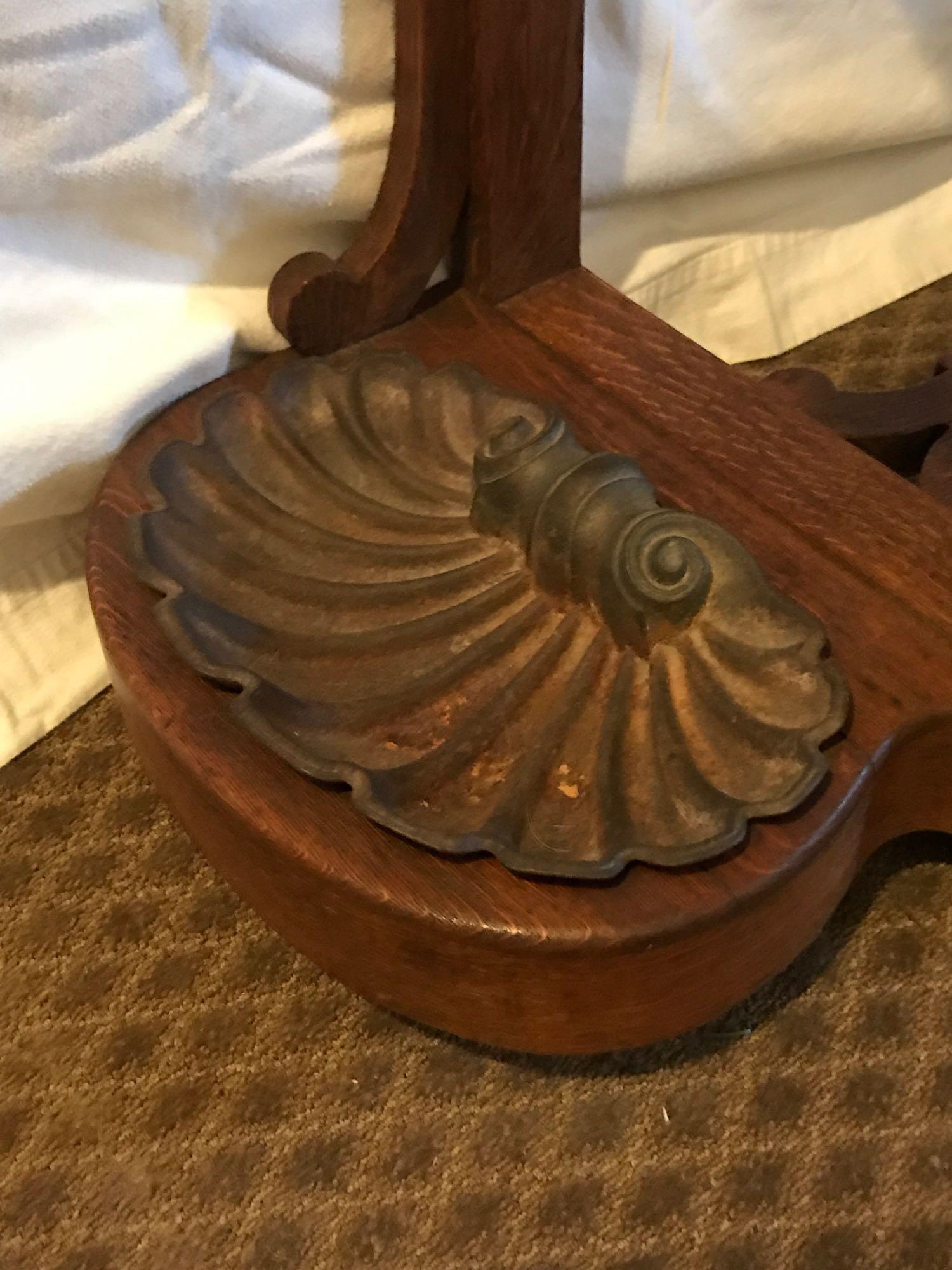 Antique Oak Marble top Foyer Table