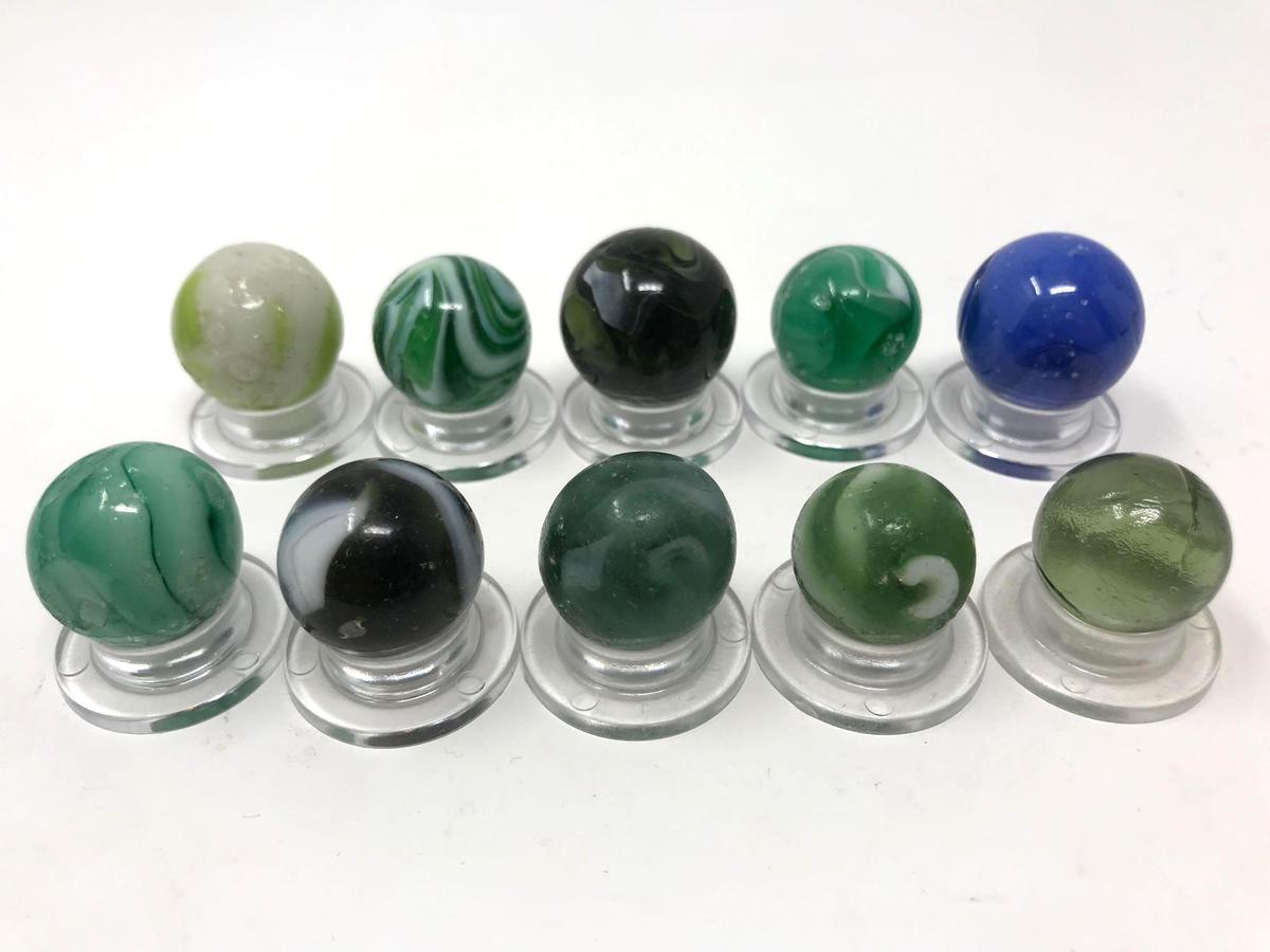 Vintage slag and glass marbles, Shooters.