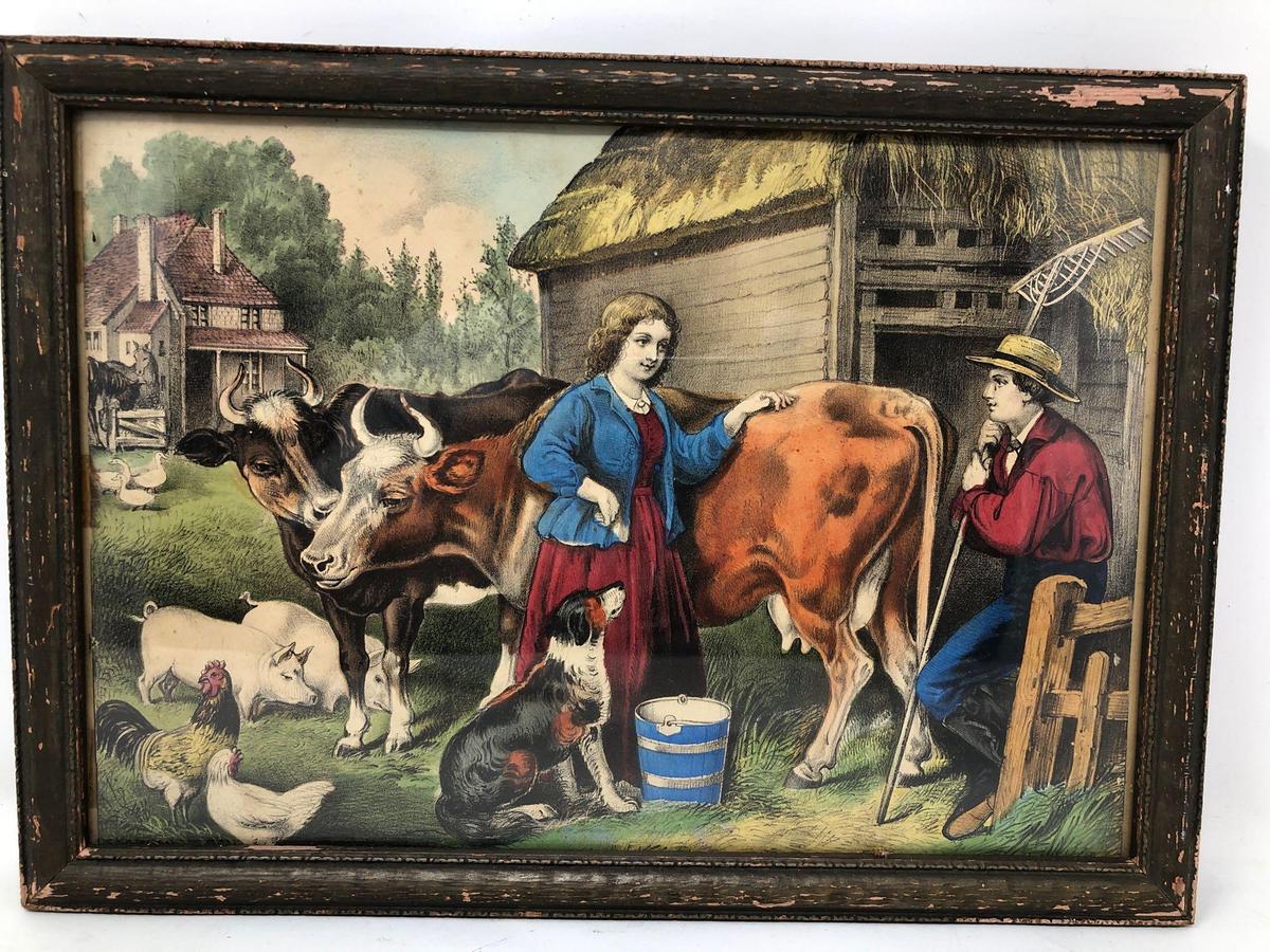 Framed Farm Scene Picture