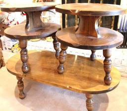 Wooden Coffee Table and Two End Tables