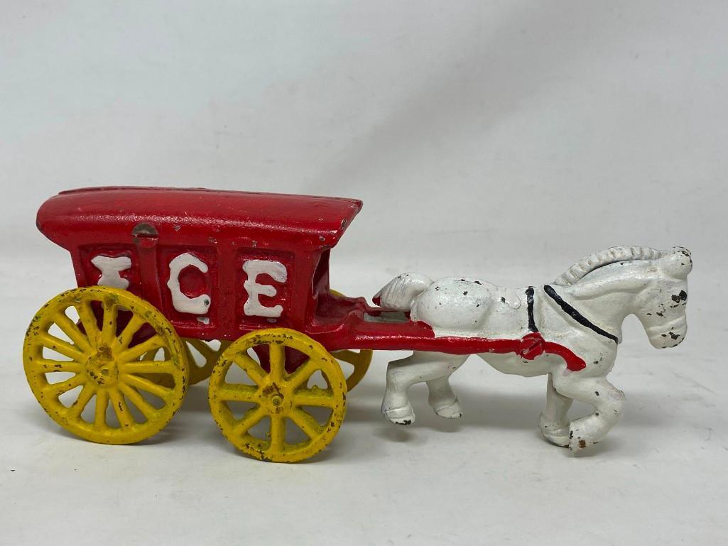 Cast Iron Horse and Ice Wagon, Conestoga Wagon and Horses