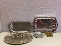 Silverplate and Pewter Trays and Plate