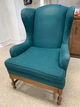 Green Wing Chair, Broyhill Type, unmarked