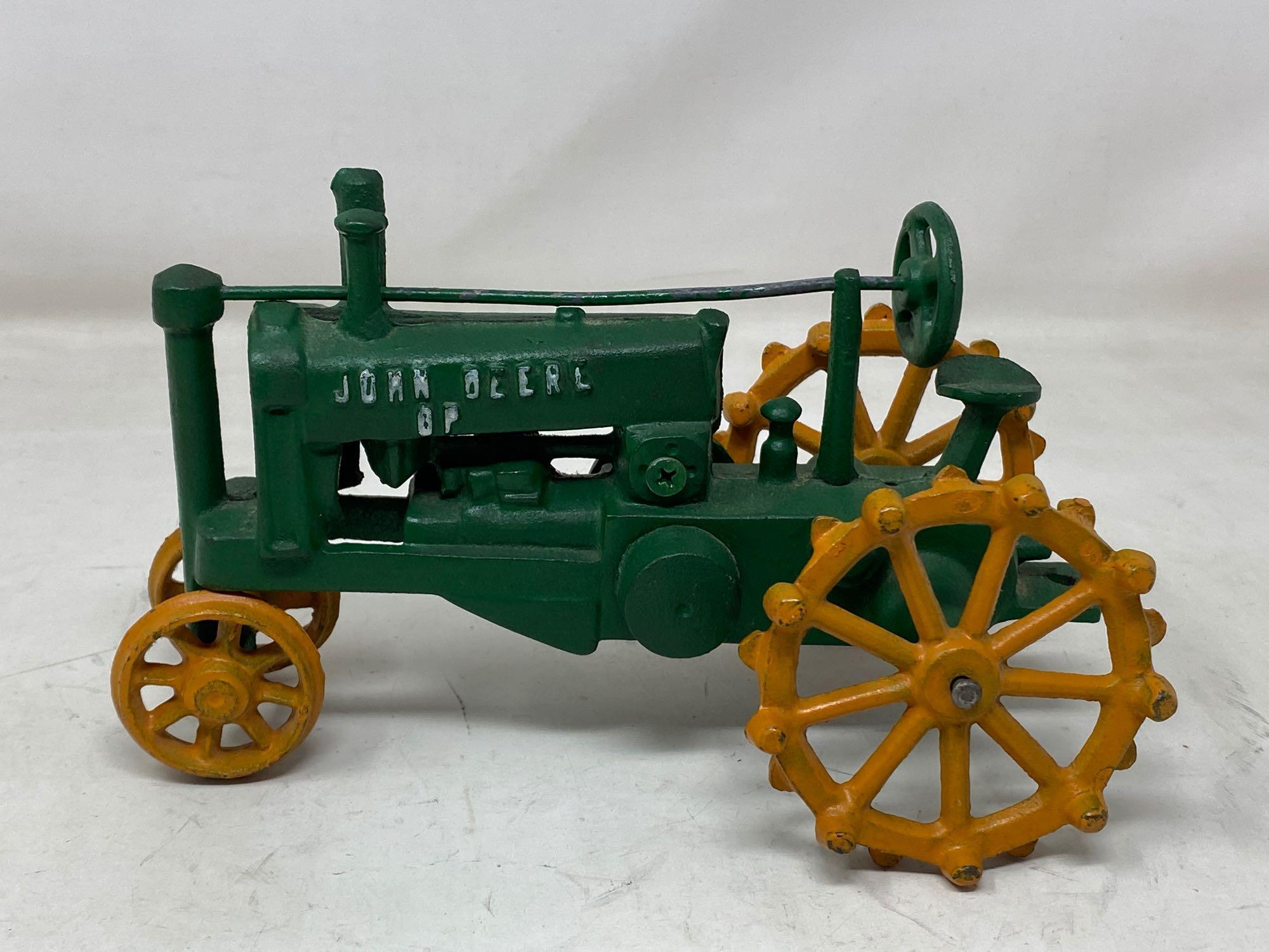 Green John Deere P Cast Iron Tractor with Metal Wheels