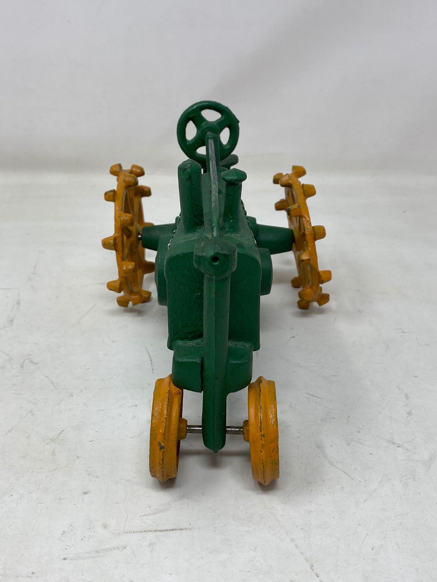 Green John Deere P Cast Iron Tractor with Metal Wheels