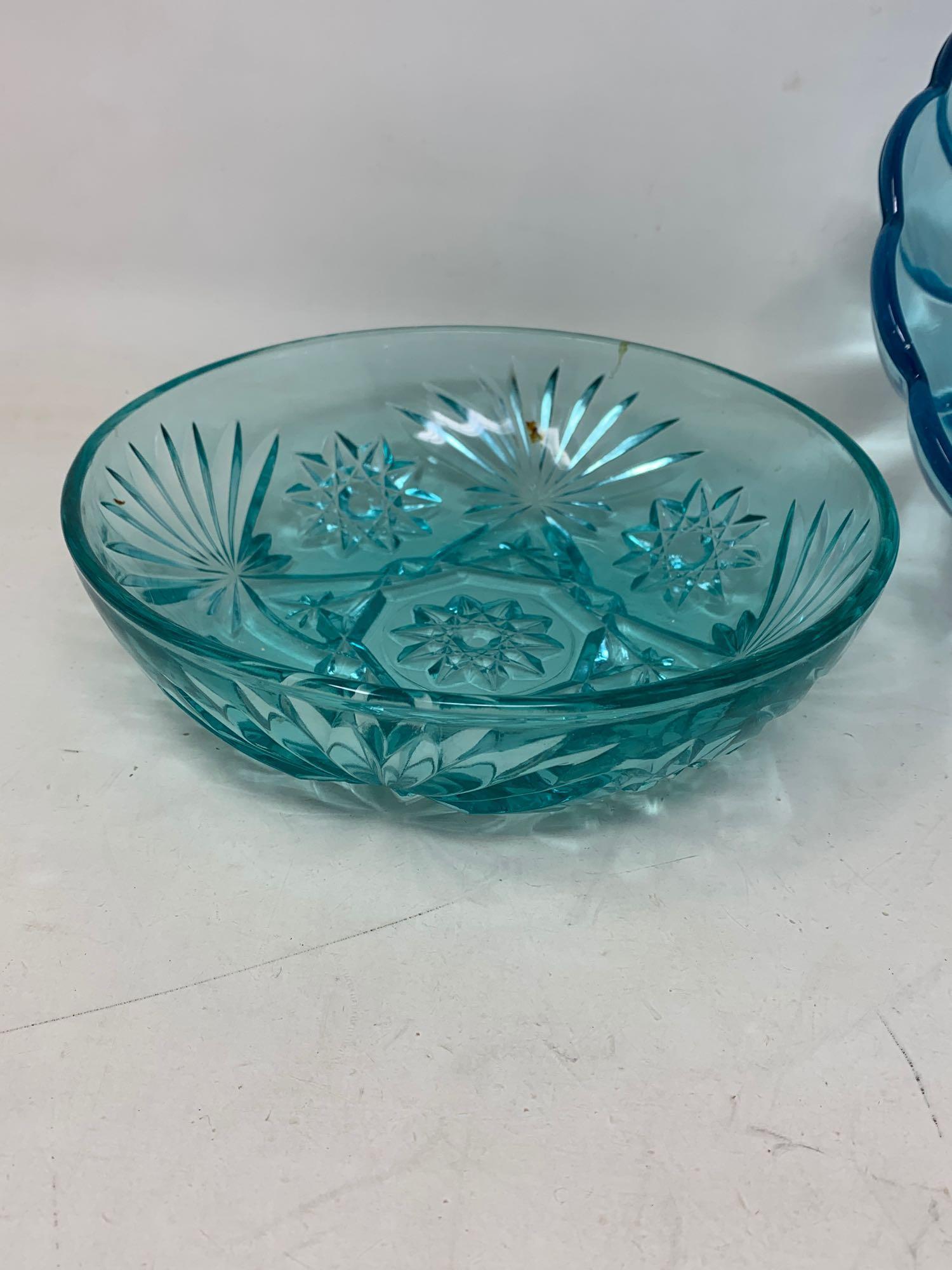 2 Vintage Colored Blue Glass Bowls