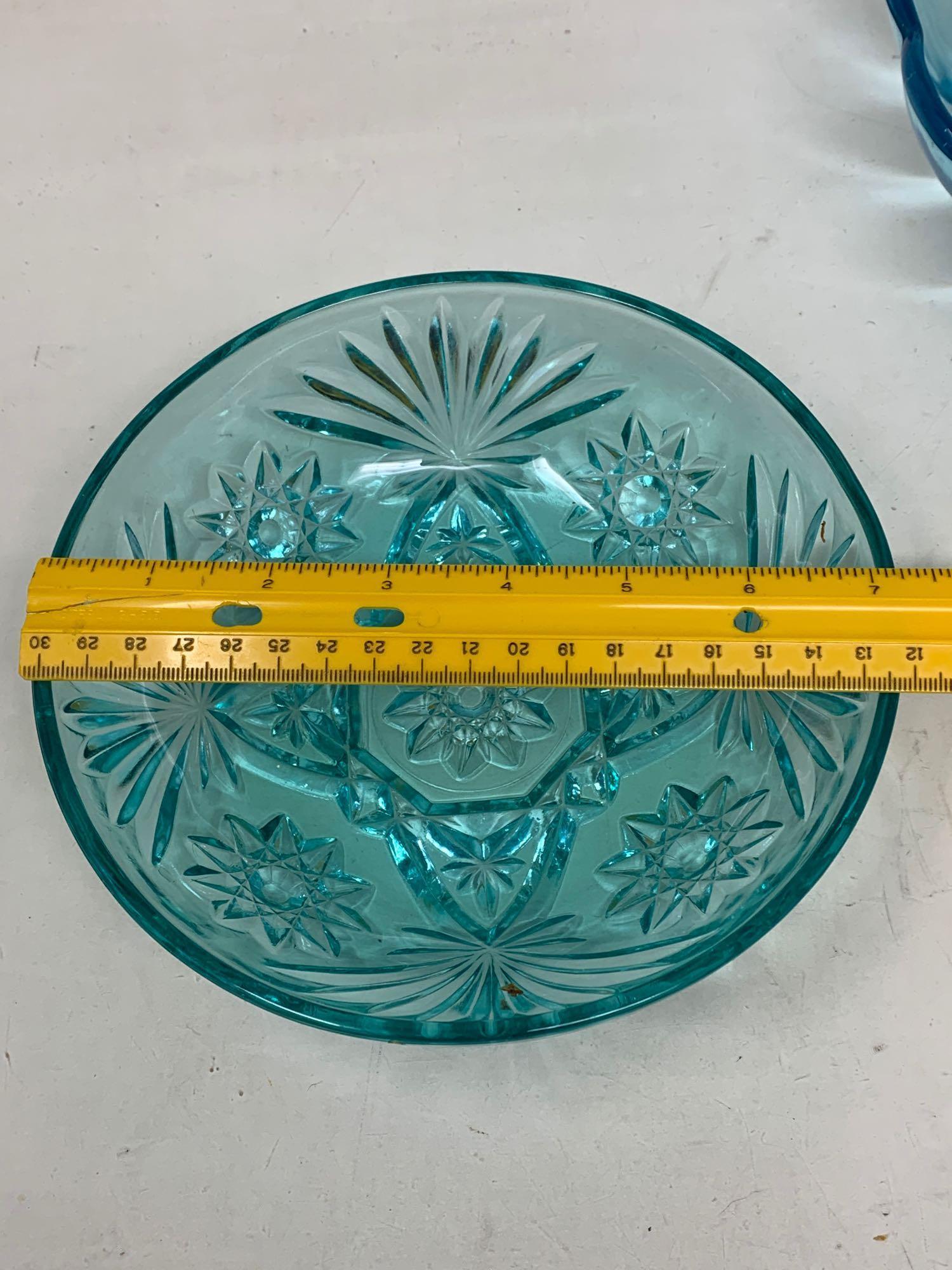 2 Vintage Colored Blue Glass Bowls