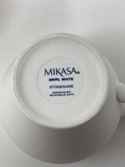 11 Mikasa "Swirl White" Coffee Mugs
