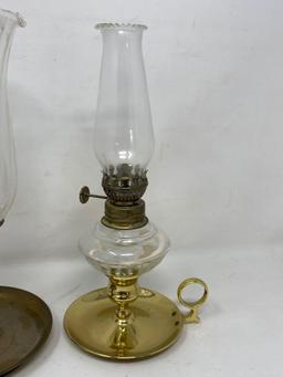 Brass Base Oil Lantern and Candle Holder