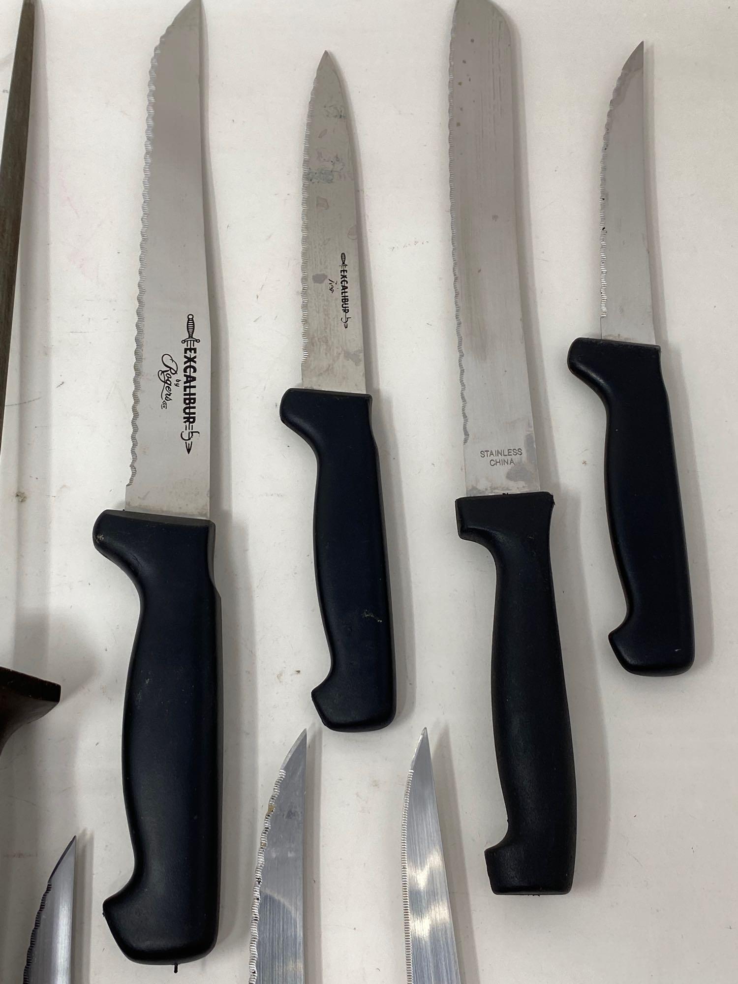 Large Group of Kitchen Knives, Whisk