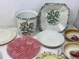 Assorted Decorated China Plates, Bowls, Jar