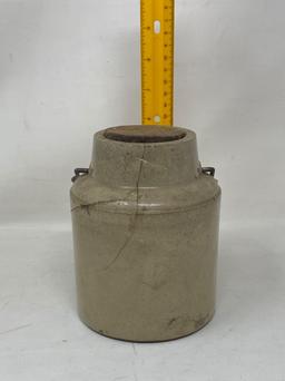 Wire Handled Stoneware Crock with Cork Lid