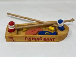 Wooden Fishing Boat Fishing Game and Wooden Boxed Dominoes