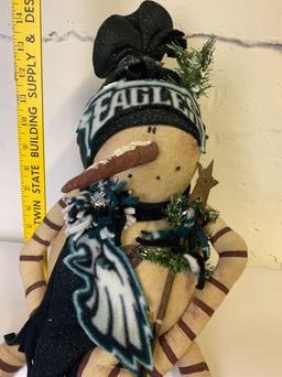 Eagles Fan Snowman with Eagles Hat & Scarf