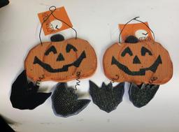 Halloween Decor- Witch, Jack-O- Lanterns and Orange Raffia
