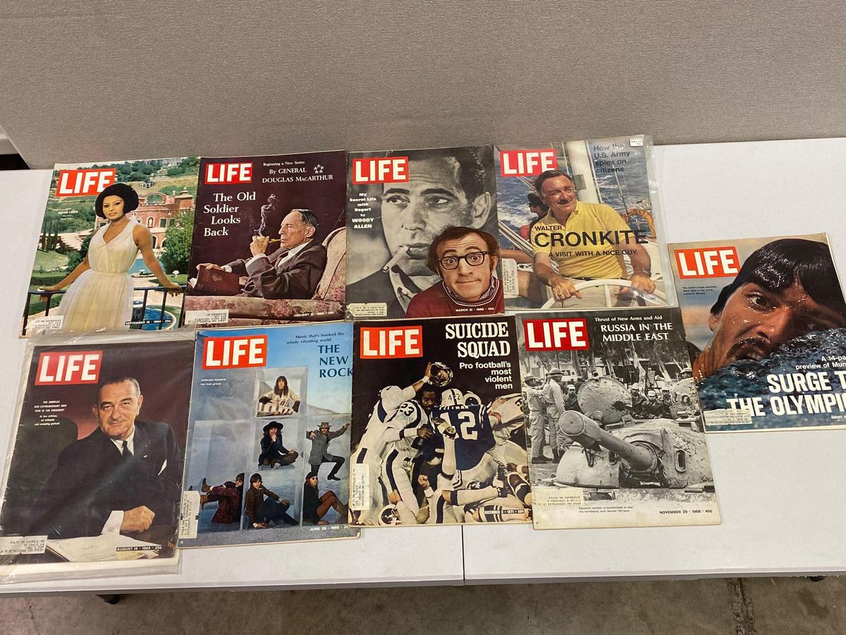 9 Issues of Life Magazine, 1960's & 1970's