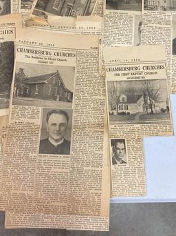 Newspaper Clippings-1950's Historic Homes of Franklin County and Chambersburg Churches