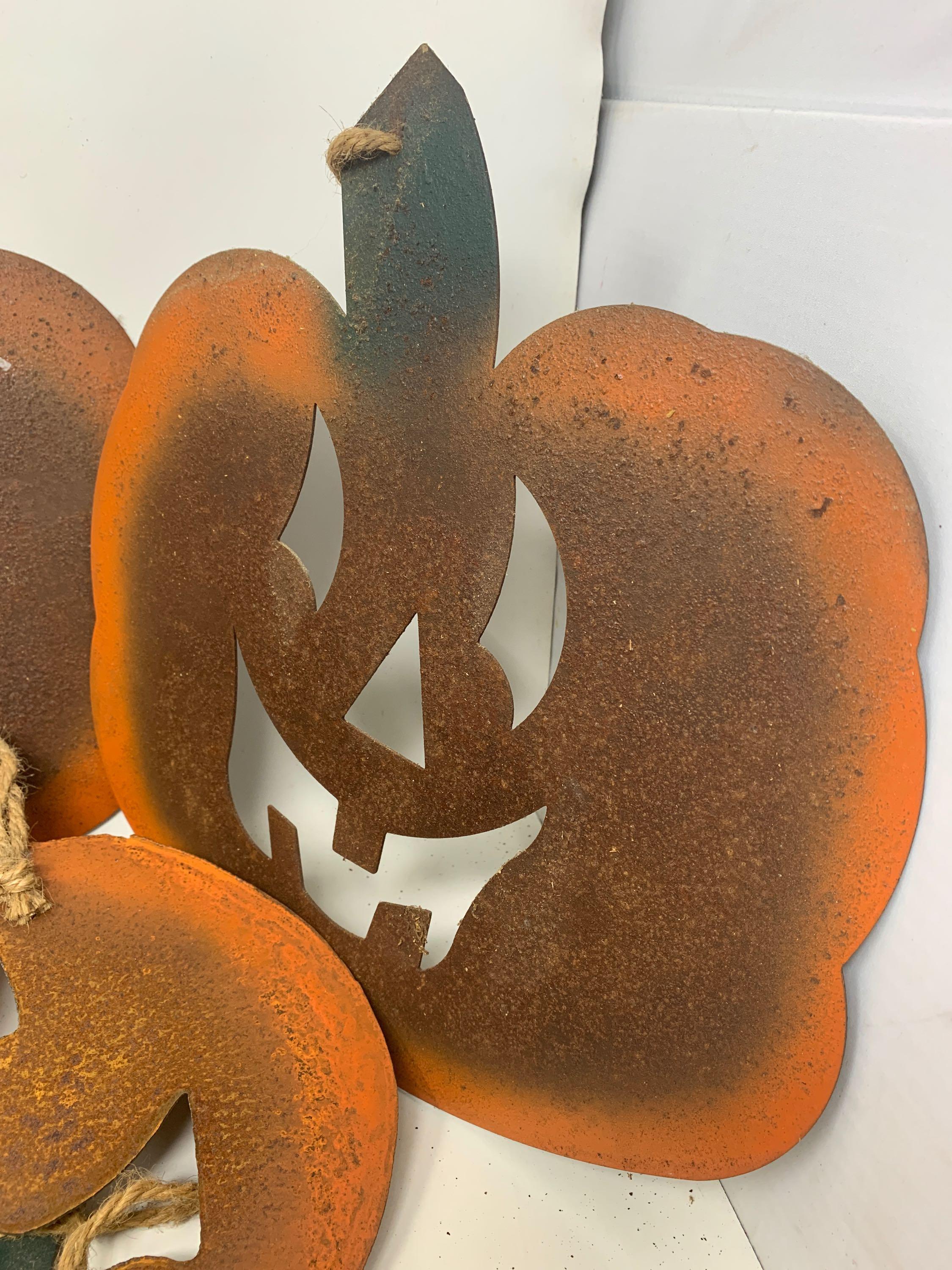 7 Metal Pumpkin Jack-O-Lantern Cut-Outs