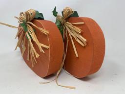 2 Wooden Standing Pumpkin Decorations