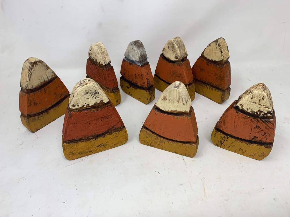 8 Wooden Candy Corn Standing Decorations