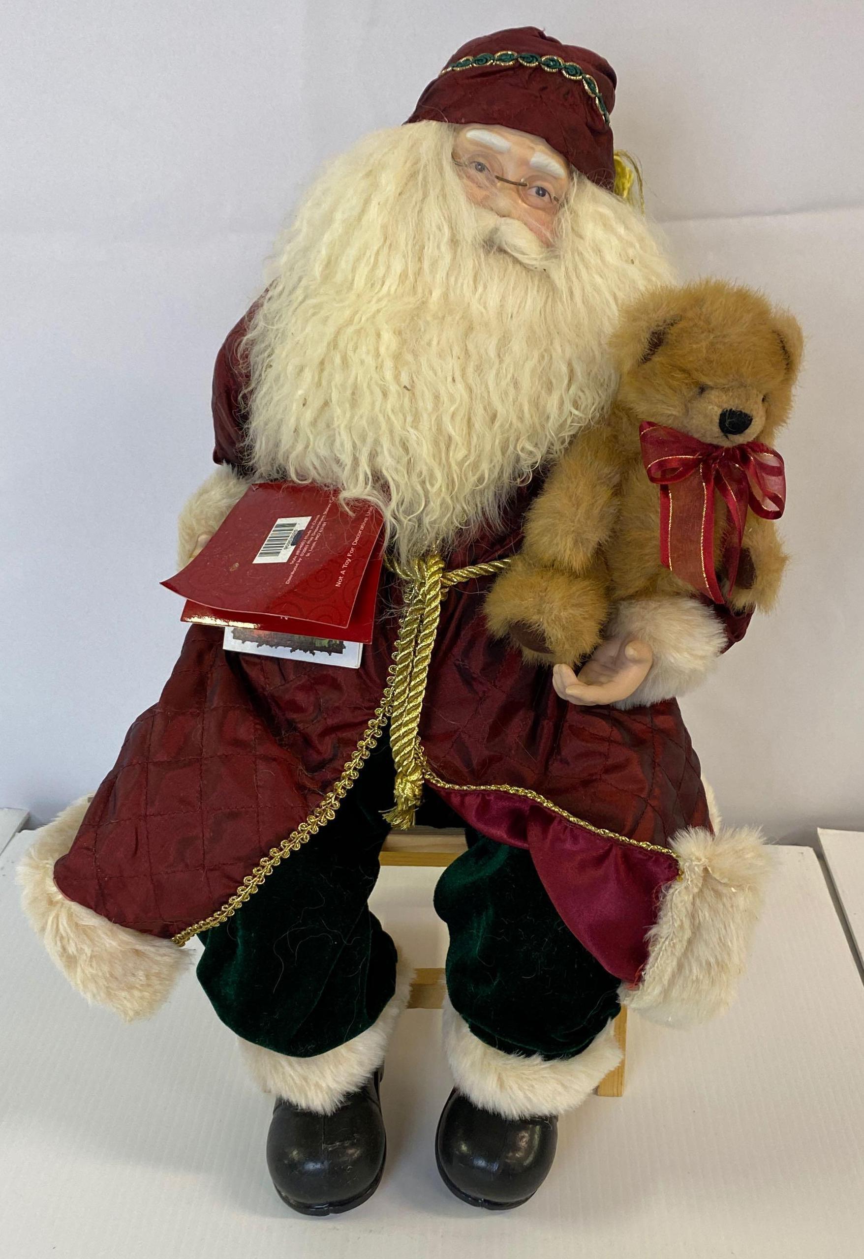 Santa Figure Holding Teddy Bear- New with Tags