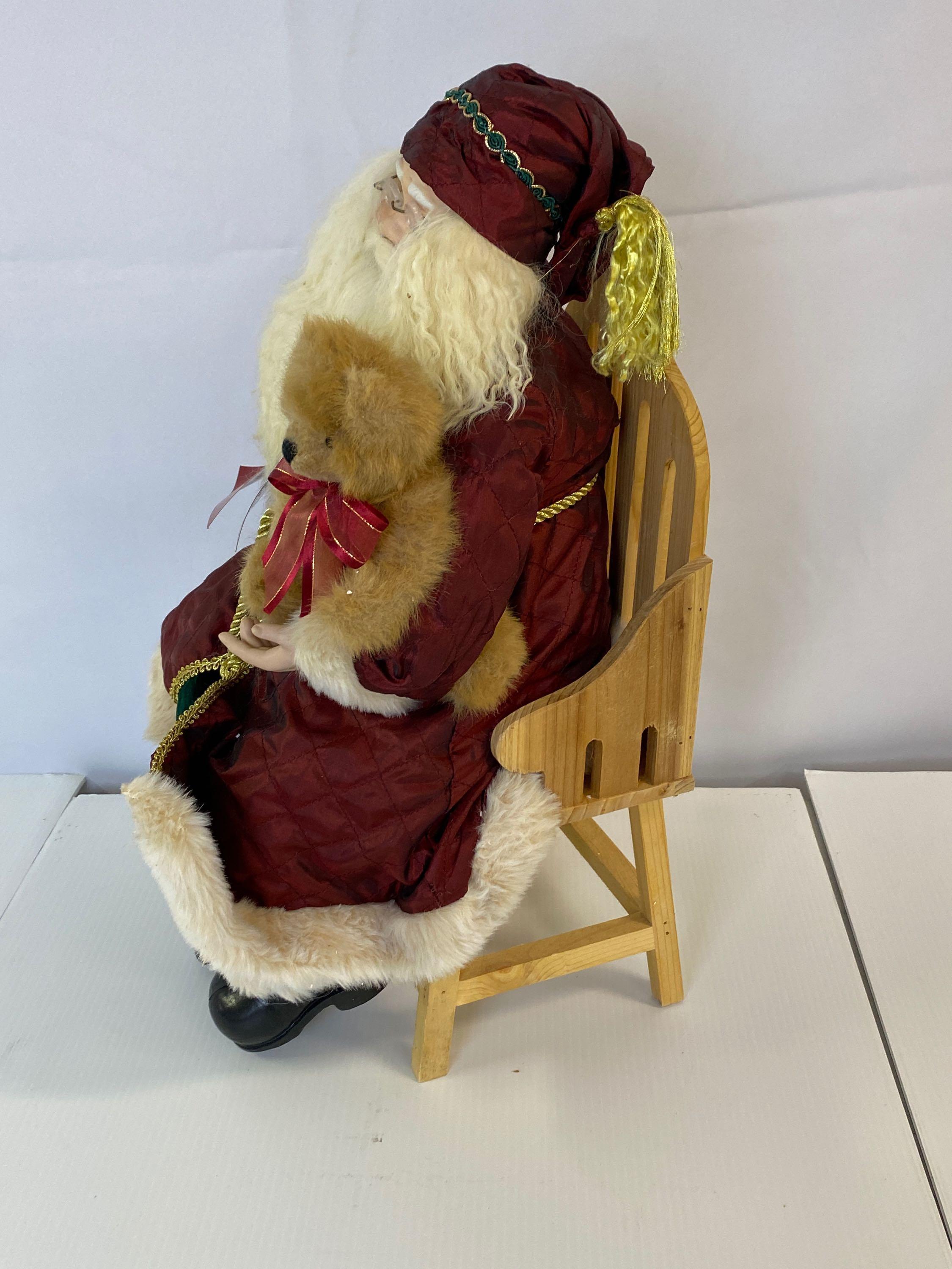 Santa Figure Holding Teddy Bear- New with Tags