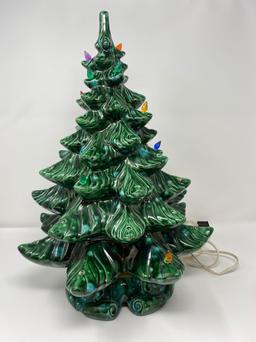 Ceramic Christmas Tree with Electric Base and Bulbs