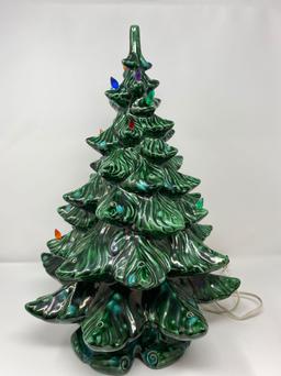 Ceramic Christmas Tree with Electric Base and Bulbs