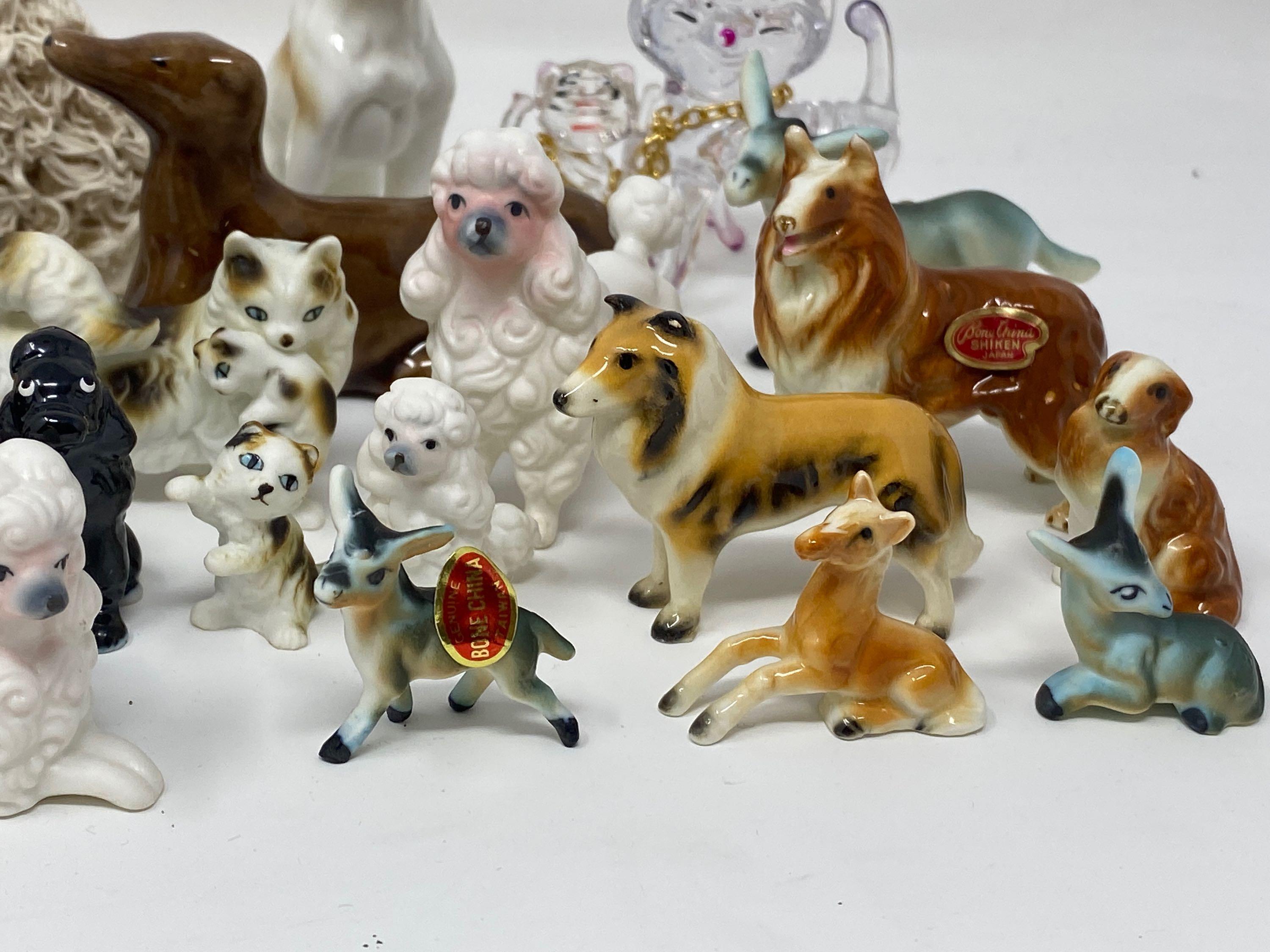 Grouping of Ceramic & Glass Dog & Cat Figures