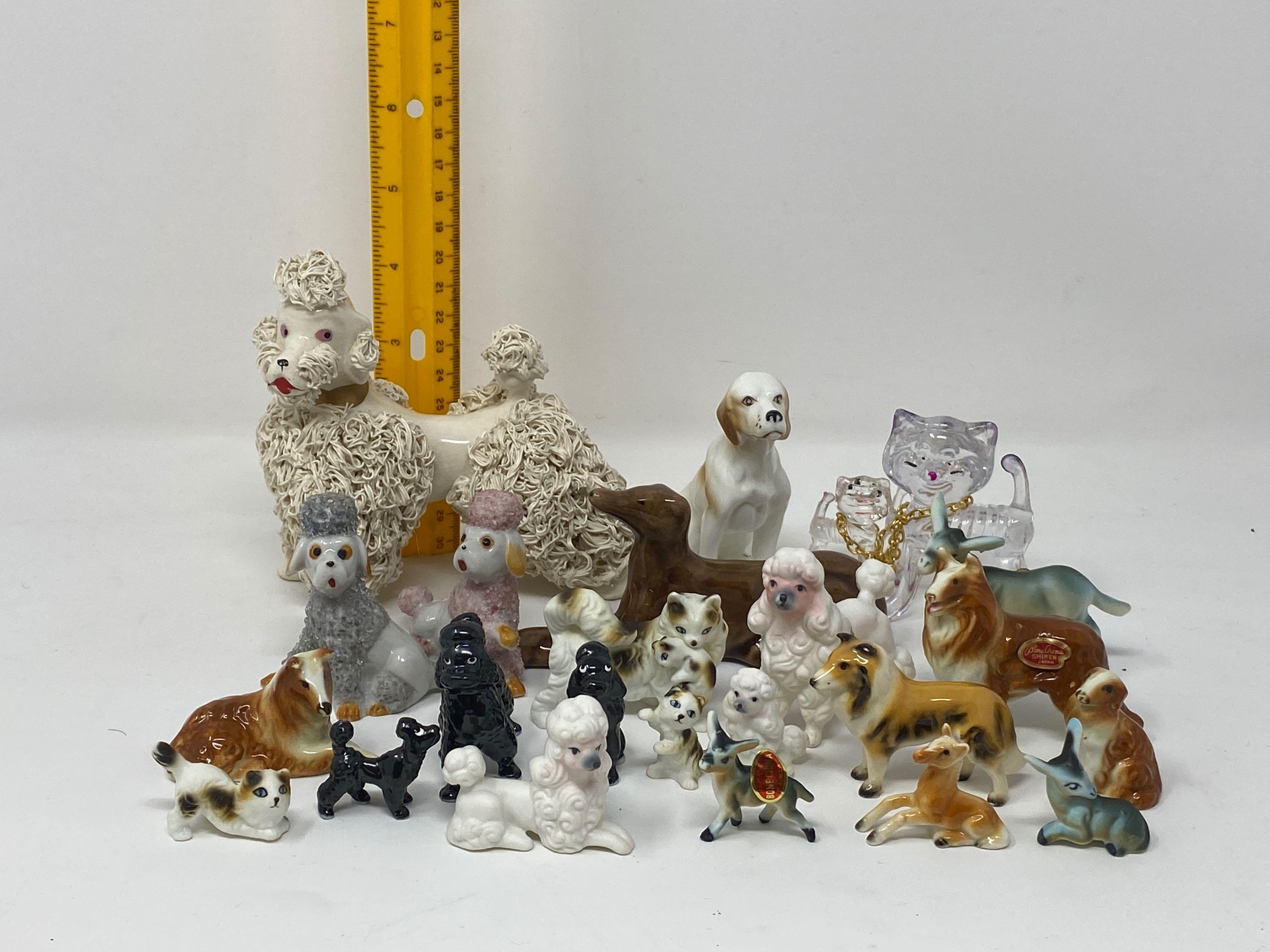 Grouping of Ceramic & Glass Dog & Cat Figures