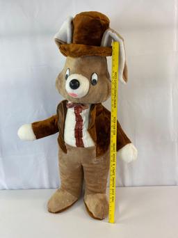 Plush Rabbit in Brown Suit with Hat