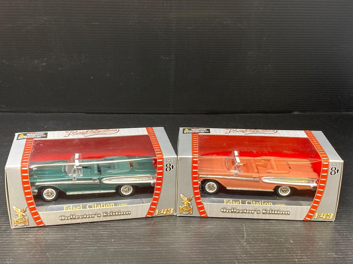 Road Signature Collection 1958 Edsel Citations - Blue and Coral In Original Boxes