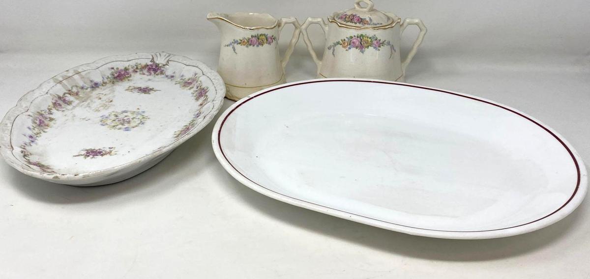 Corelle Meat Platter, Bavaria Serving Platter, Radisson Lidded Sugar & Creamer