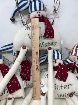 5 Stuffed Fabric Snowmen "Warm Winter Wishes" and "Let it Snow"